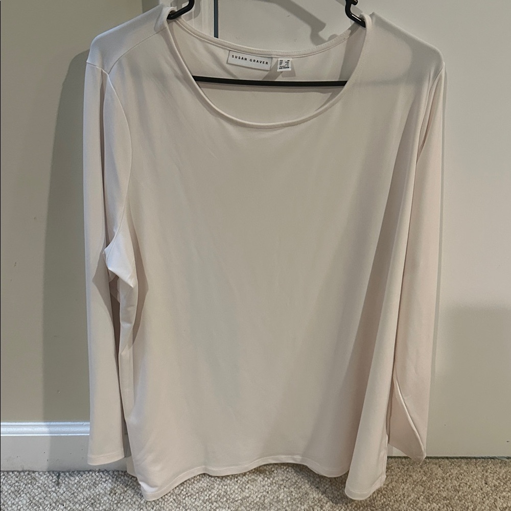 Susan Graver Soft Cream Long Sleeve Blouse